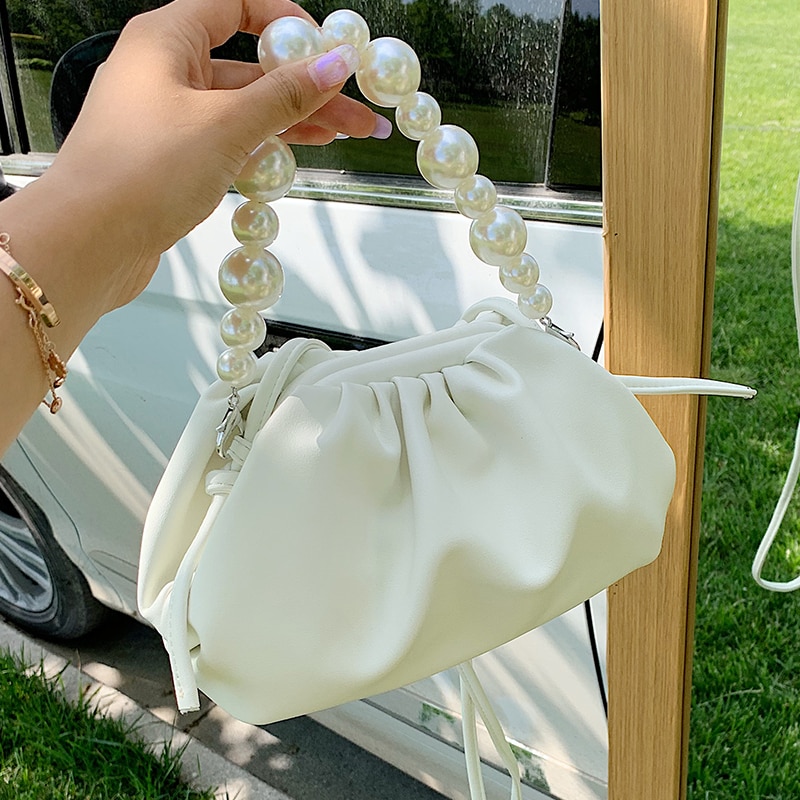 lässig Perle Kette Tote Wolke Tasche Für Frauen Crossbody frauen Handtasche Knödel Schulter Bote Tasche Sack