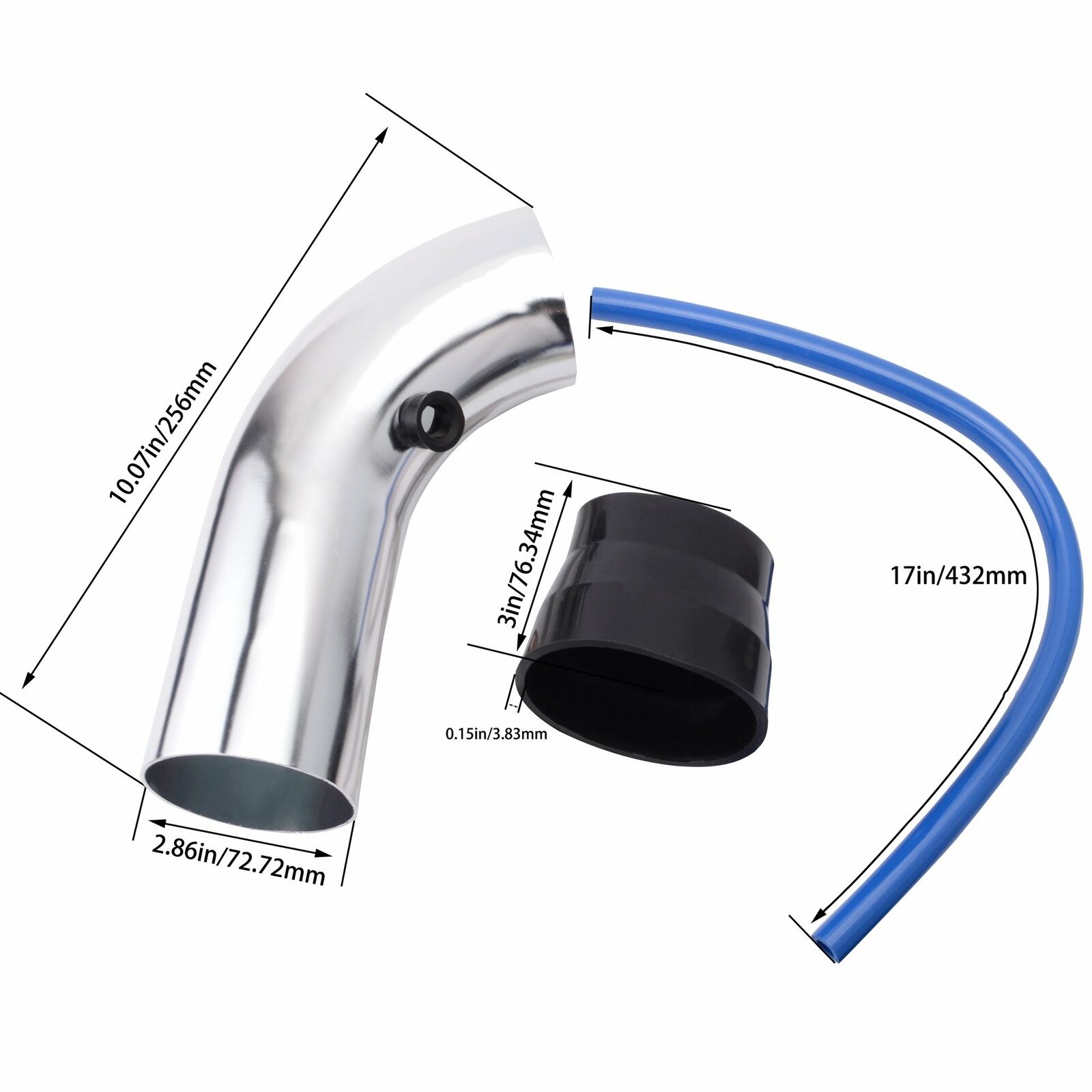 3 "High Flow Cold Air Intake Kit System Luchtinlaatfilter Met Klem Accessoires