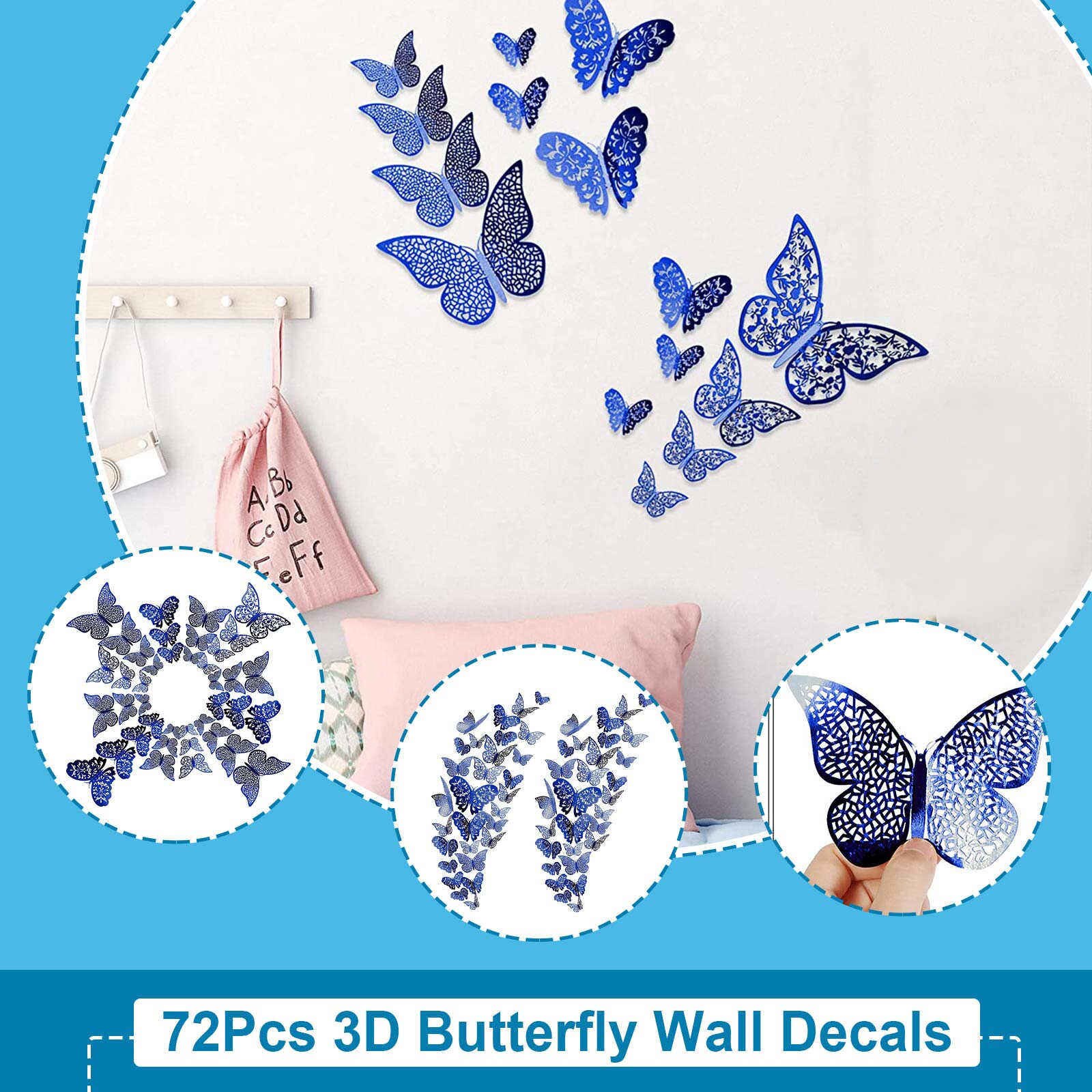 72Pc 3D Vlinder Muurstickers Sticker Art Decoraties Sticker Woonkamer Slaapkamer Decoratie Muurschilderingen Decals Home Decor Sticker