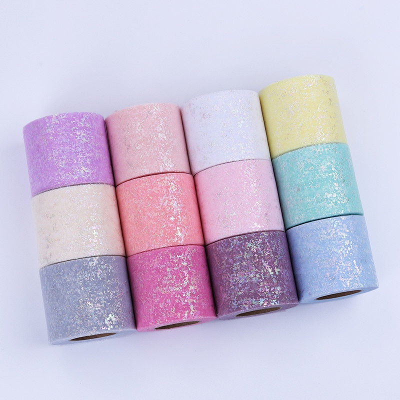 Rollo de tul brillante, cinta de 6cm x 25 yardas para bricolaje, lazo hecho a mano y decoración de boda, suministros para , falda tutú para Baby Shower