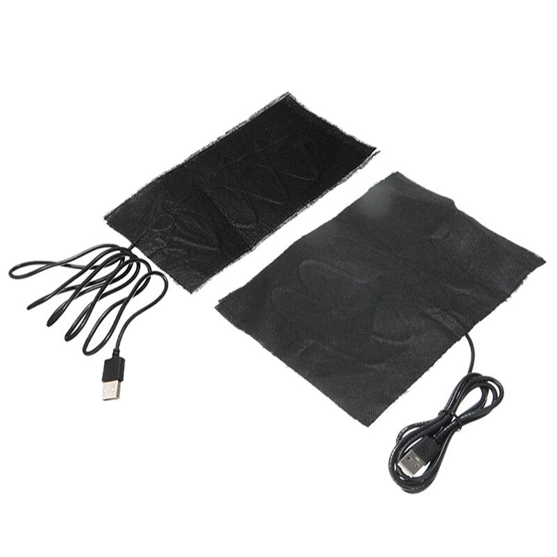Calentador eléctrico de tela de fibra de carbono, almohadillas calefactoras, lavables, con USB, 10x22cm, 15x20cm, 5V