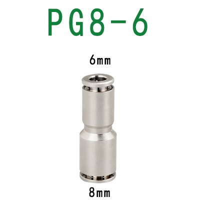PU PG Brass Metal Pneumatic Quick Coupling 4 6 8 10 12mm Apply Air Compressor Hose High Pressure Connector High temperature: PG8-6