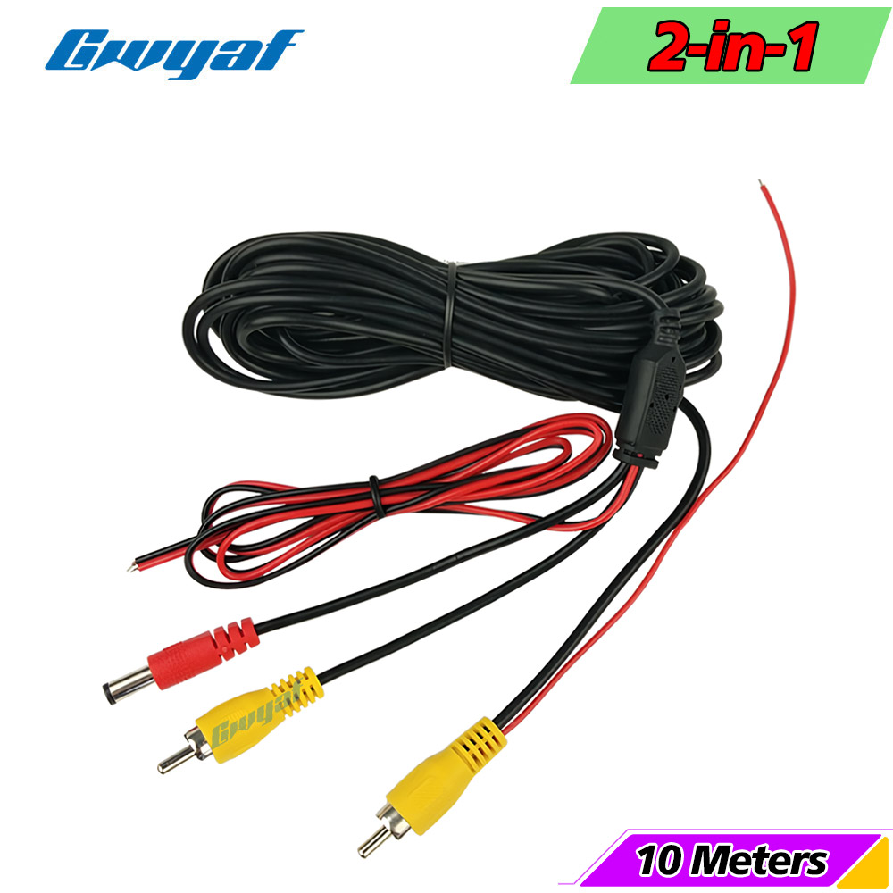 Achteruitrijcamera Videokabel voor Auto Omkeren Parkeren Universele 6M/10M Draad, RCA Video Verlengkabel 2 in 1 Voor Backup Camera: GRIJS