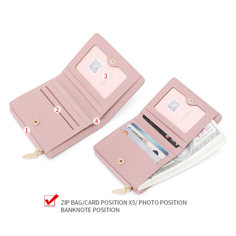 WEICHEN Brand Small Wallet For Women Card Holder Zipper Coin Purses Ladies Slim Wallet Female Purse