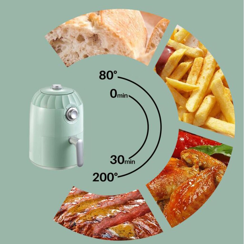 2L Home Air Fryer No Oil Intelligent Kitchen Electric Fryer French Fries Machine Timer Setting &amp; Temperature Control