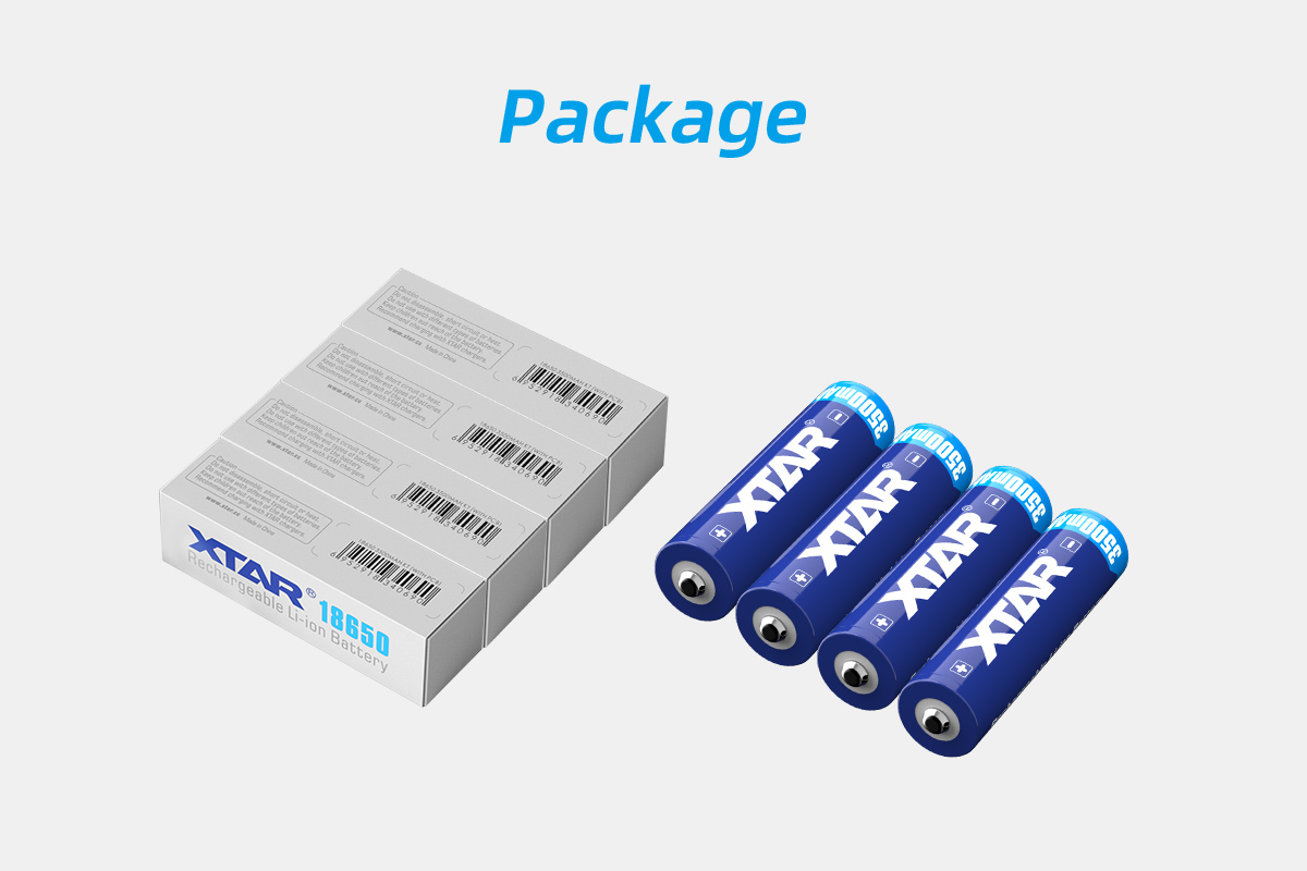 XTAR 2/4/5 Stück 18650 3500 mAh wiederaufladbare Li-Ionen-Batterien, maximaler Entladestrom 10 A, 3,6 V Batterie mit Schutzplatine: Himmel Blau