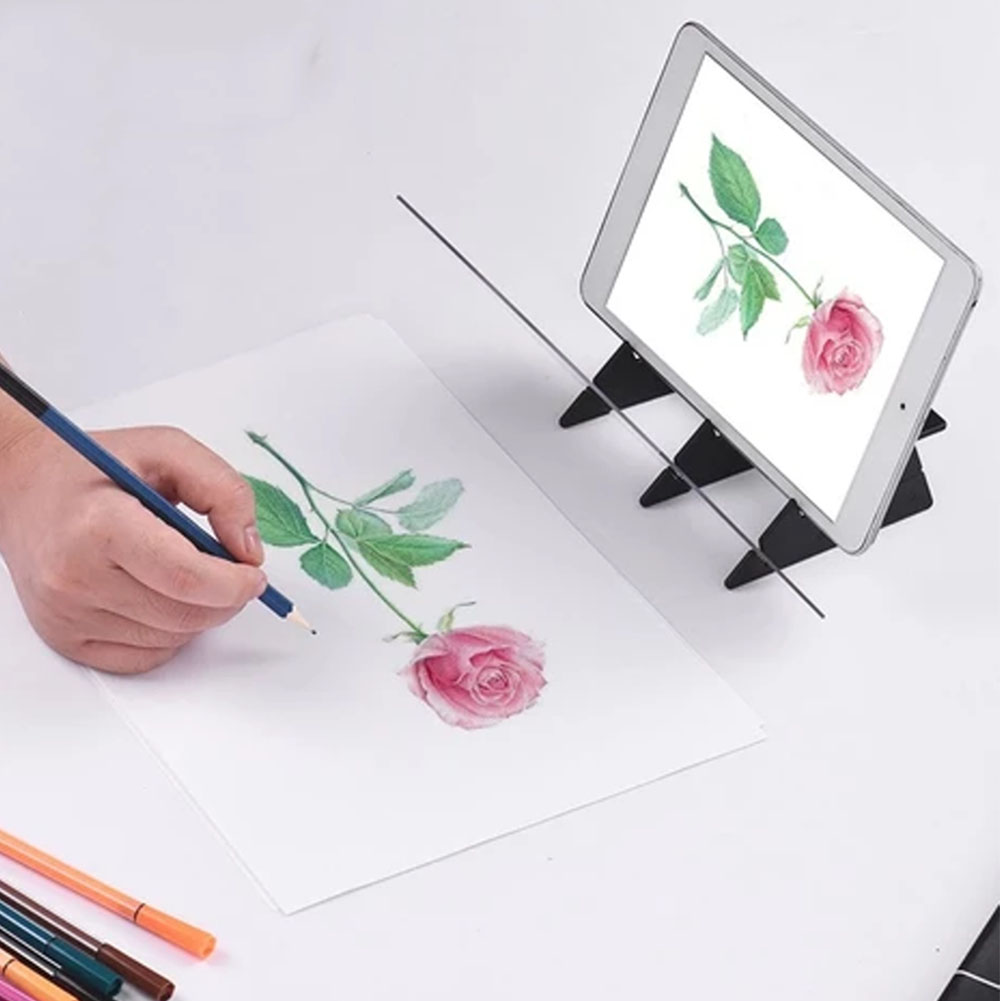 Miroir réflexion Projection optique Image face plaque peinture spéculaire croquis traceur traçage planche à dessin Table copie maison