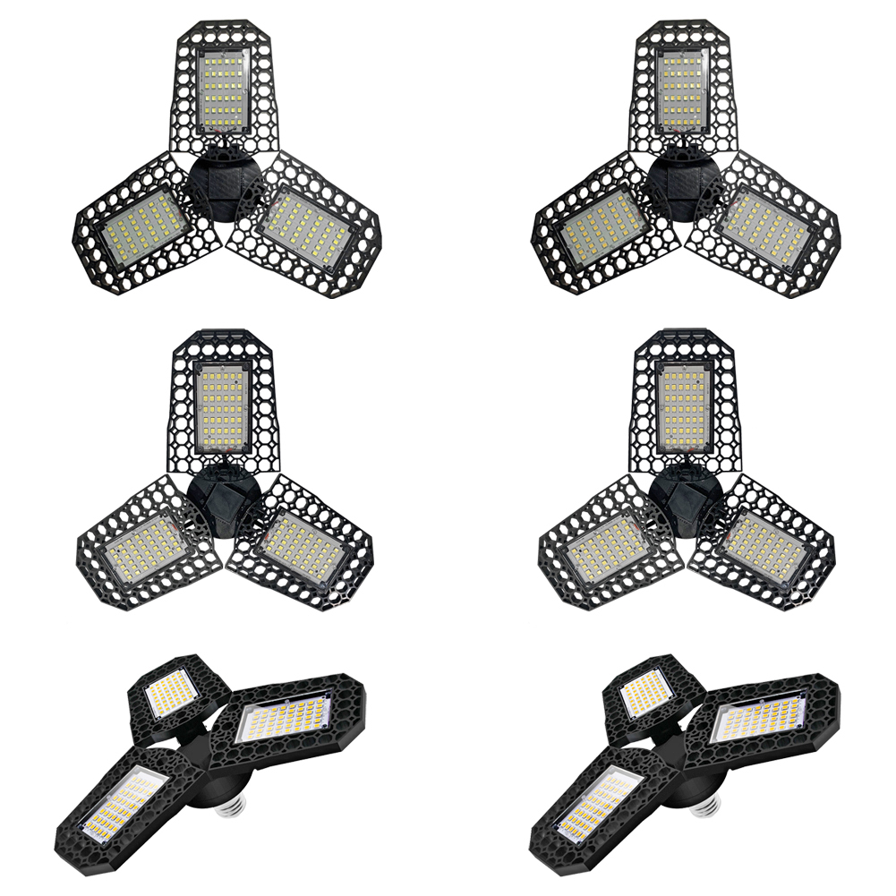 40/60/80W E27 Led Industrial Light 85-265V Foldable Fan Blade Light for Garage Factory Deformable Ceiling Lamp