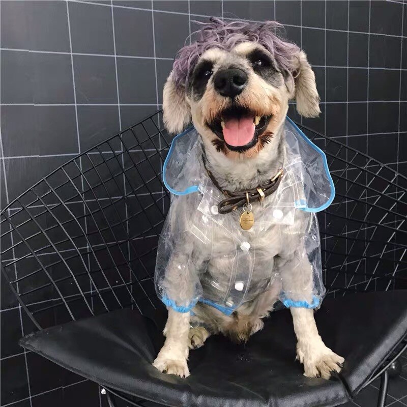 Transparent Raincoat with Hat Waterproof Dog Puppy Rain Coat Pet Raincoats For Small Dogs Pets Clothes Schnauzer Yorkie XPC02