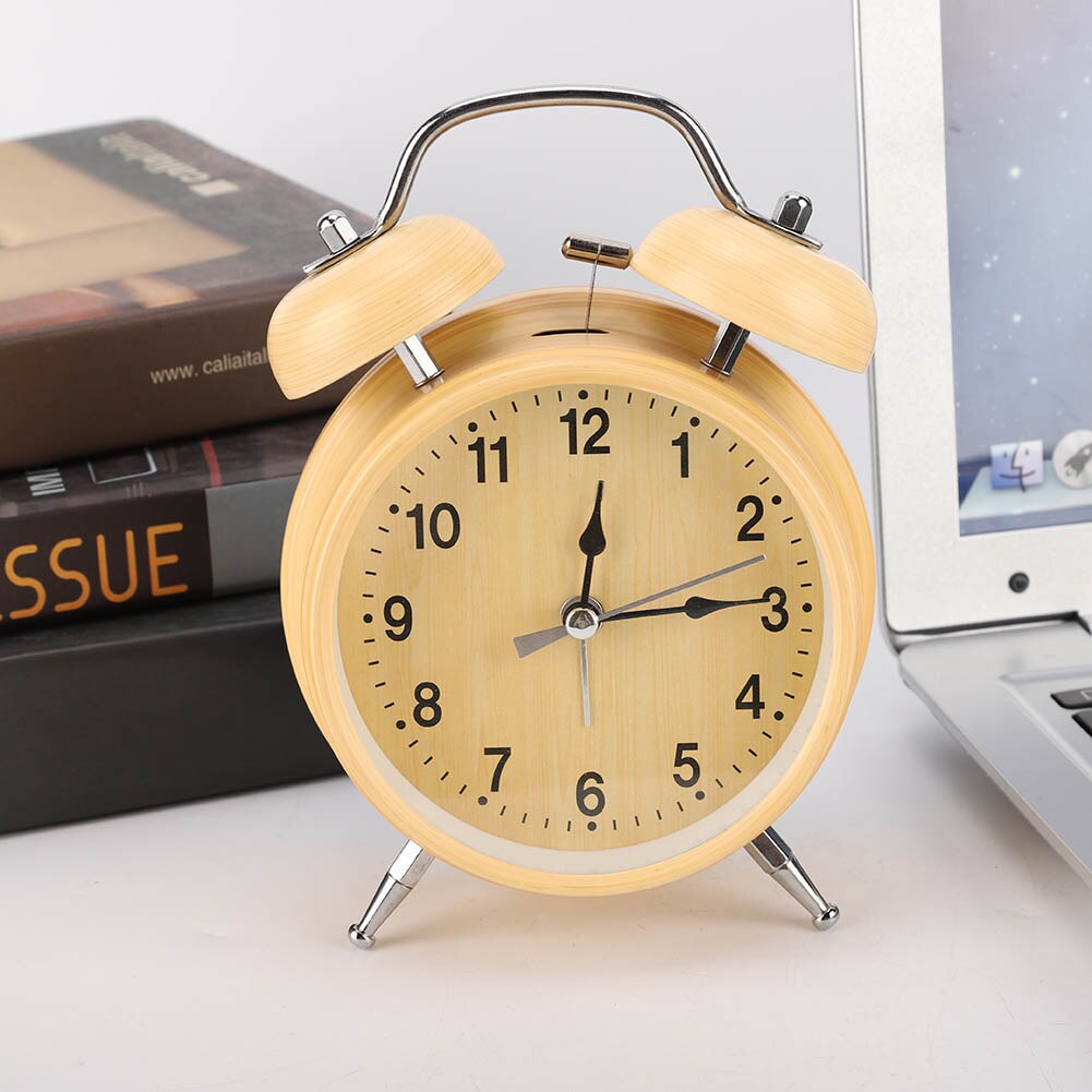 ABS Retro Mechanical Alarm Clock Manual Wind Up Metal Clock Double Twin