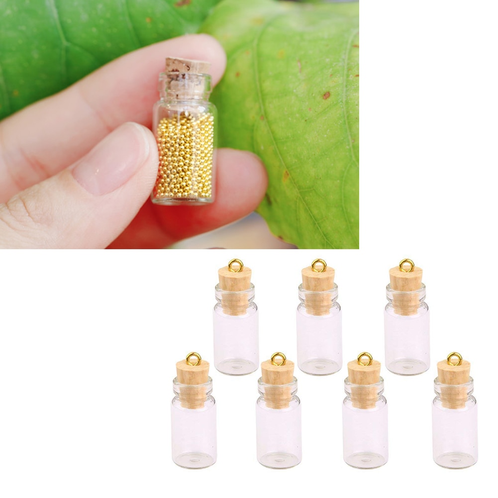 10 stk mini glassflasker små hetteglass kork miniatyr klare glasskrukker flerbruks korkstopper ønske glass (langt mønster og kork