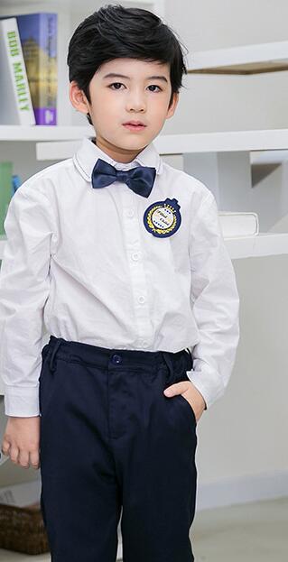 Kids School Uniforms Children Cotton School Wear Long Sleeve Clothes Students Summer Kindergarten Uniforms Suit 2pcs D-0598: Boy / XS