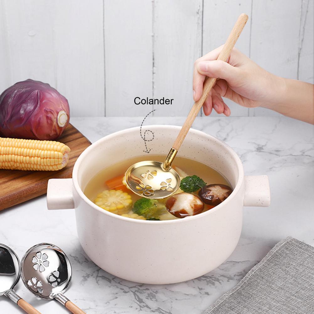 Strainer Scoop Useful Portable Non-slip Cooking Spoon Anti-slip Non-stick Filter Spoon