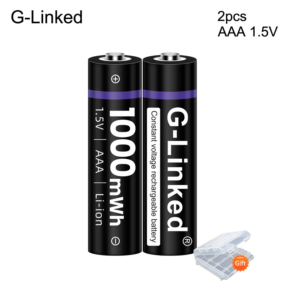 G-Linked 1.5V Aaa Li Ion Batterij 3A 1.5V 1000mWh Lithium Li-Ion Oplaadbare Batterij Bateria Batterijen Voor thermometer: 2pcs aaa 1.5v