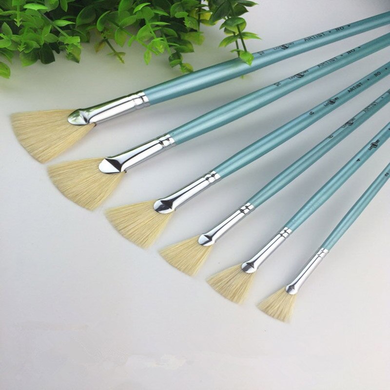Blue hair fan pen rod oil painting pen watercolor painting pen set bristles Art Set