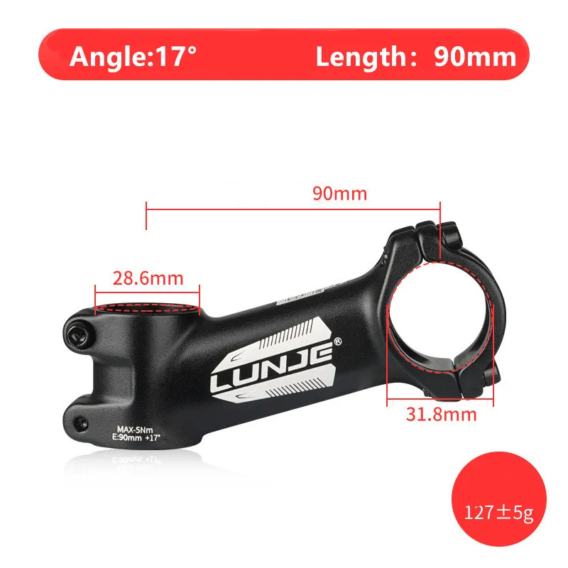 Ultralight Bike Stem 17 Degree Aluminium Alloy MTB Road Bicycle Stem 31.8mm 60/70/80/90/100/110 Mountain MTB Bicycle Power Parts