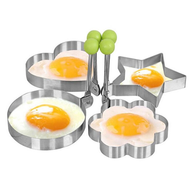 Rustfrit stål 5 stil stegte æg pandekage shaper omelet skimmel skimmel stegning æg madlavning værktøj køkken tilbehør gadget