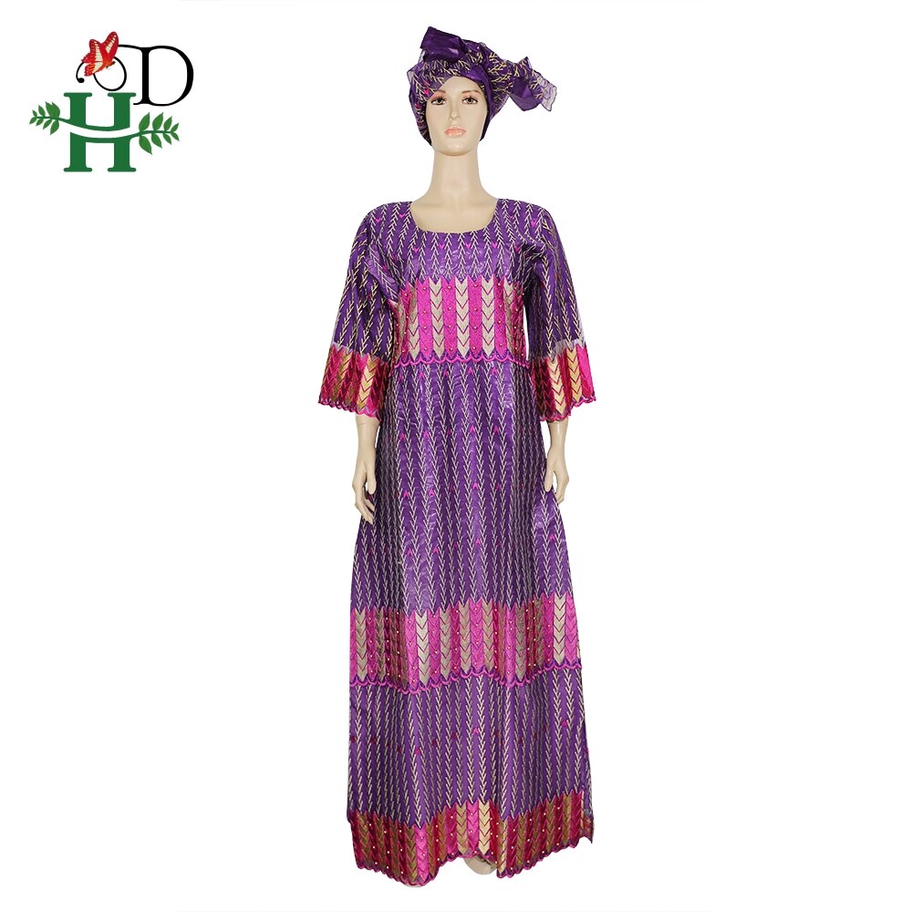 H&amp;D beaded ankara dresses for women dashiki bazin riche maxi dress lace dresses with head wrap robe africaine femme grand taille