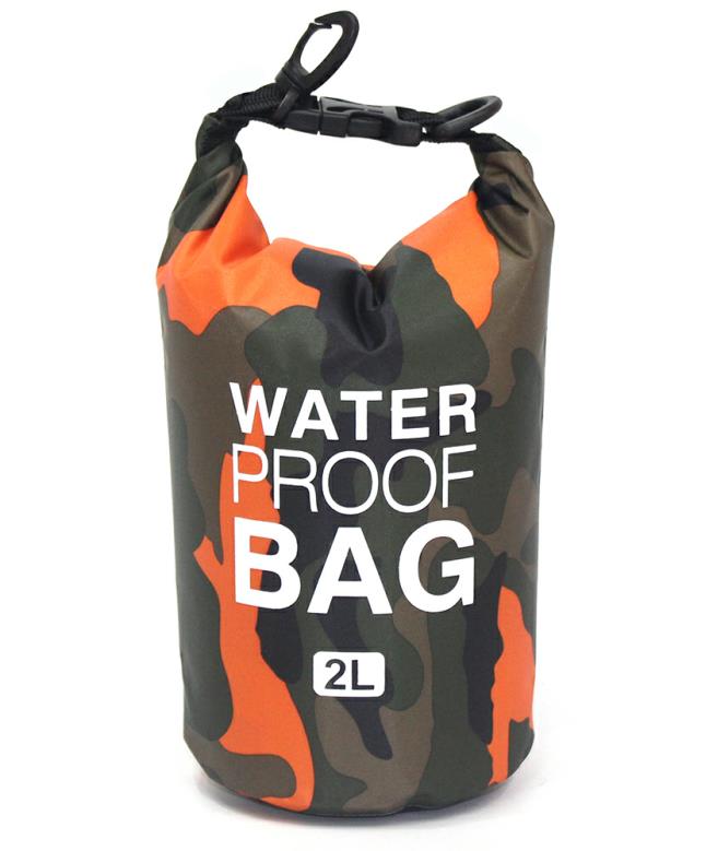 2l 5l 10l sports vandtæt hav pack pvc tør taske pose svømning svømme opbevaring uigennemtrængelig vandtæt taske: Orange 2l