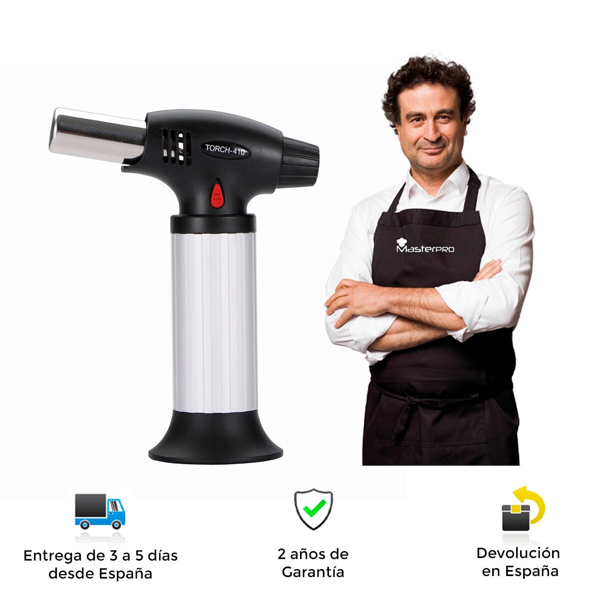 Soplete de cocina Masterpro, aleacion de aluminio, fácil uso, ligero, , , resistente, , gas butano, soplete, soplete cocina