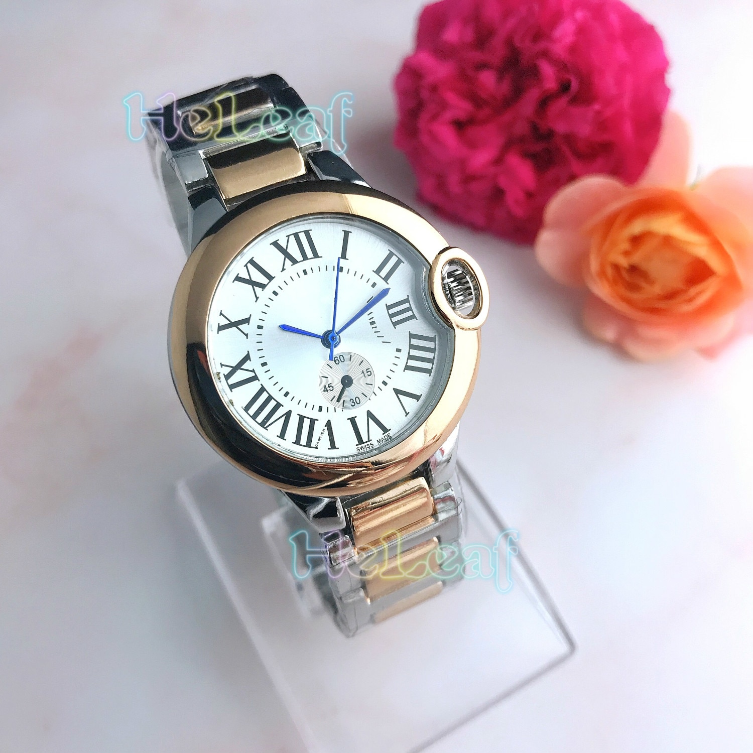 Silver Gold Stainless brand Watch Quartz Wrist Watches Ladies Girls Famous Female Clock Montre Femme reloj: Silver Rose