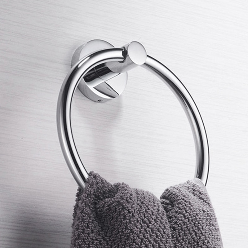 Towel Ring Bath Wall Mounted Chrome Towel Ring Hand Rack Roll Rail Towel Holder Toilet Furnitures Bathroom Hardware tools
