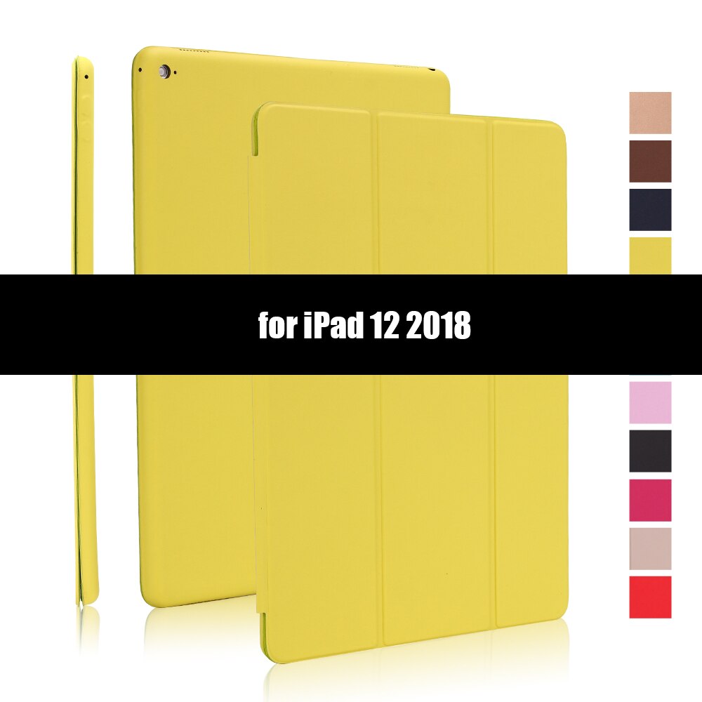 Ultradunne smart case cover voor ipad pro 12.9 12.9 inch magnetische pu-leren opvouwbare folio-hoes voor ipad 12.9: Geelgroen -2