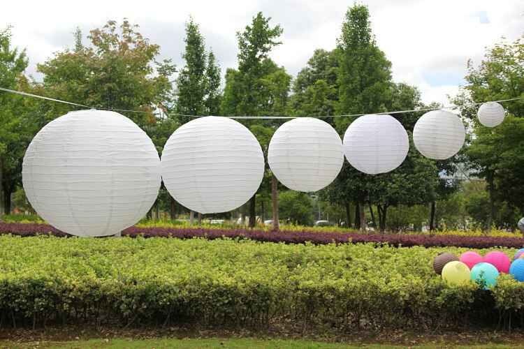 Lanternes en papier blanc rondes | Décor pour fête d'anniversaire ou mariage, décoration de festival artisanal, bricolage,