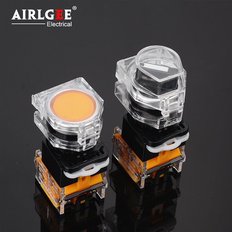 22mm button protective cover transparent square knob switch protective cover flat button reset button high button