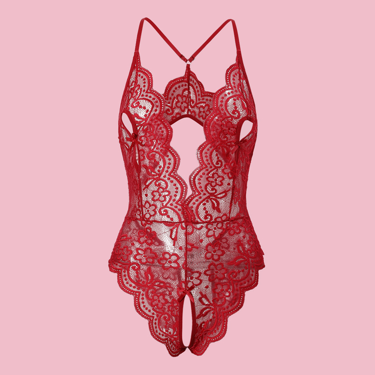 Sexy ondergoed vrouw kruisloze bodysuit lingerie erotische rugloze nachtkleding holle bh Valentijnsdag voor seks dating kleding: XL / Rood