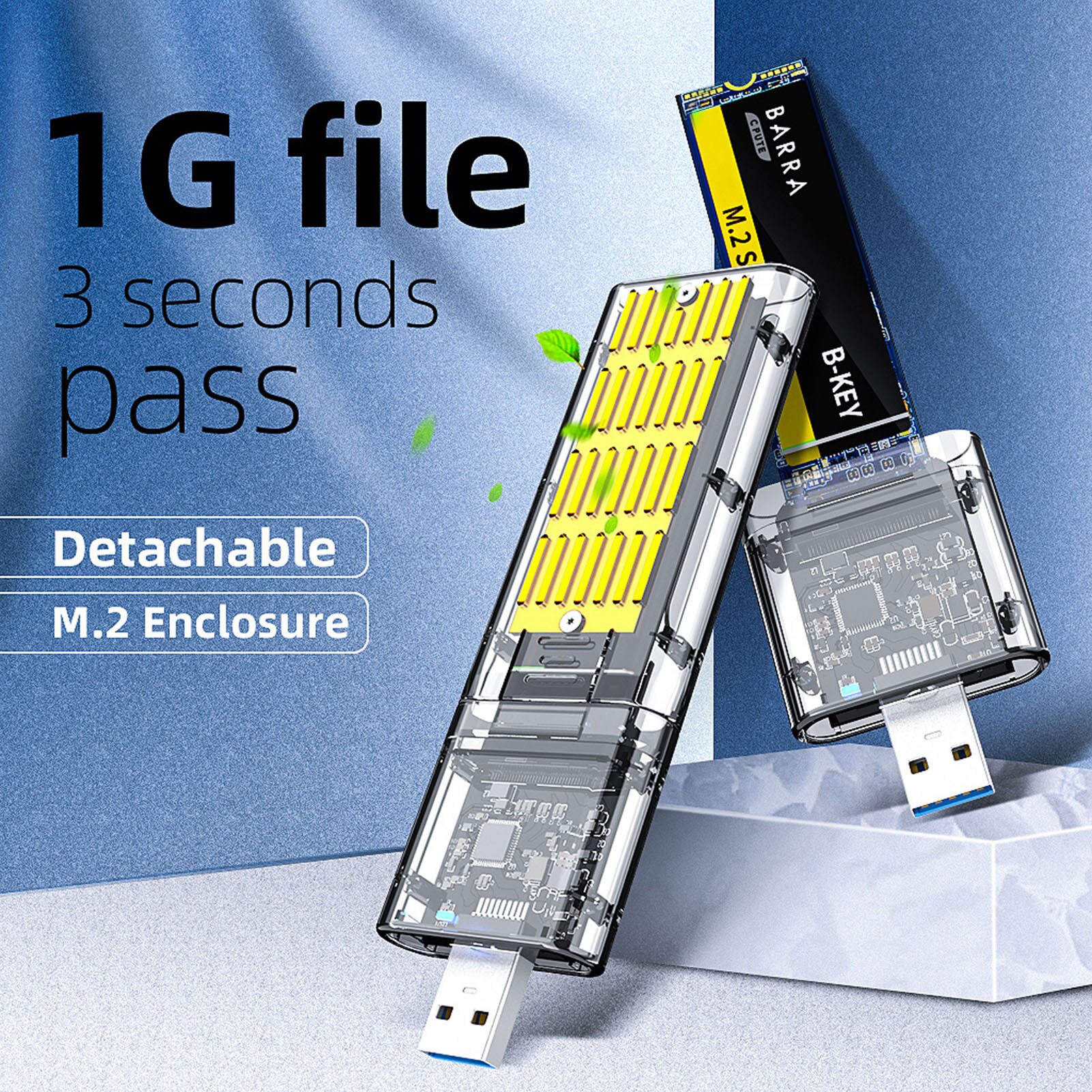 M.2 Ssd Behuizing Acryl Transparante USB3.0 High-Speed Uitstekende Adapter Voor Sata-Gebaseerd M.2 (Ngff Ssd 2242 2260 2280Mm)