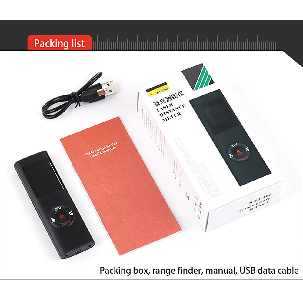 40M Smart Handheld Rangefinder Digital Mini Distance Measuring Meter Portable USB Charging Electronic Space Measurement