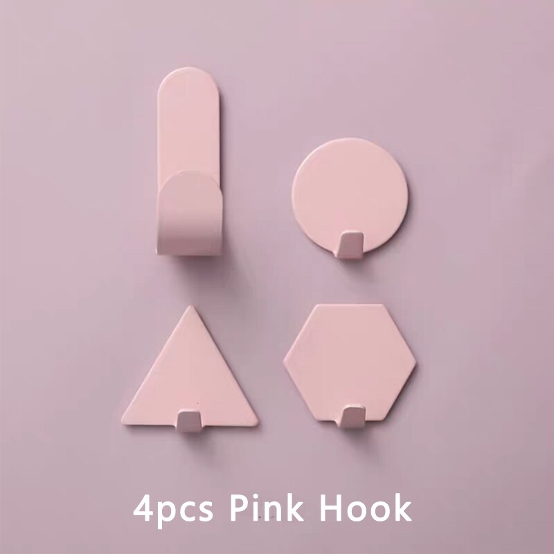 WV 4 Uds colgador de pared para ropa, gancho decorativo bonito y , ganchos para colgar en la pared, sin perforaciones, utensilio para pegar en la ropa: Pink Hooks