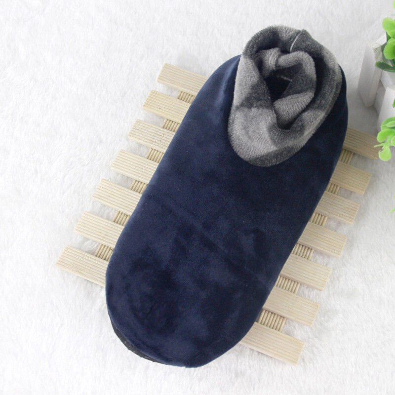 Chaussettes molletonnées souples pour hommes et femmes, 1 paire, épaisses, chaudes, pour l'hiver, 4 couleurs, unisexes, élastiques, antidérapantes, pour le sol: deep blue