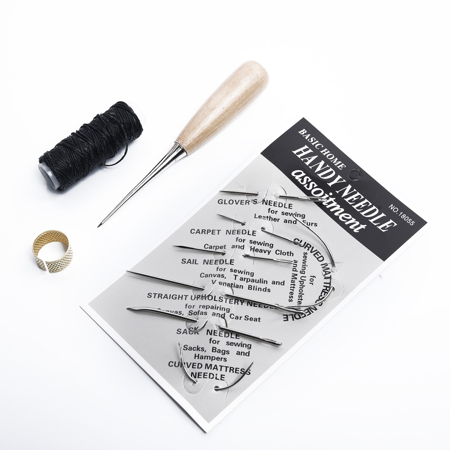 Leather Sewing Needles Stitching Needle Kit Thread Thimbles Hand Sewing DIY Tool
