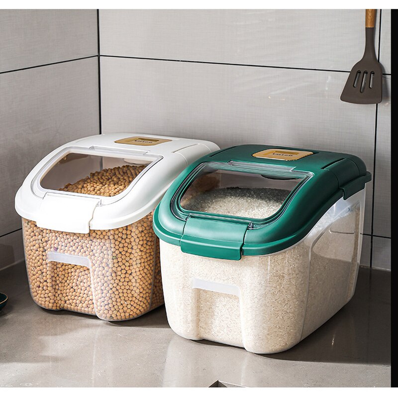 Contenedor grande de cocina de 5-25KG, cubo a prueba de insectos, a prueba de humedad, tarro sellado de grano de arroz, almacenamiento doméstico, caja de tienda de comida para perros y Mascotas