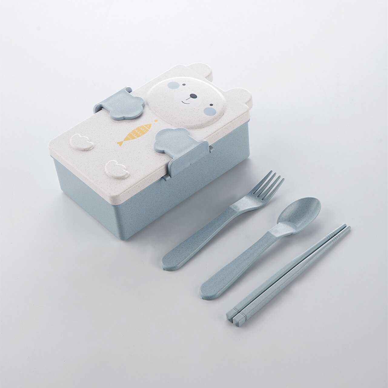 Cute Bento Lunch Box Kawaii for Kids School Children Japanese Style Kindergarten Baby Bread Sandwich Food Box Plastic: Blue