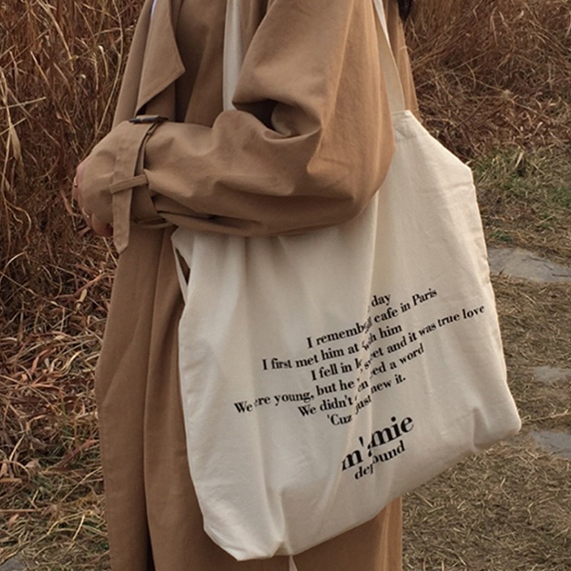 Vrouwen Canvas Tote Handtas Vrouwelijke Zachte Doek Schoudertassen Jonge Dames Toevallige Grote Boodschappentas Meisjes Herbruikbare Zakken Vouwen