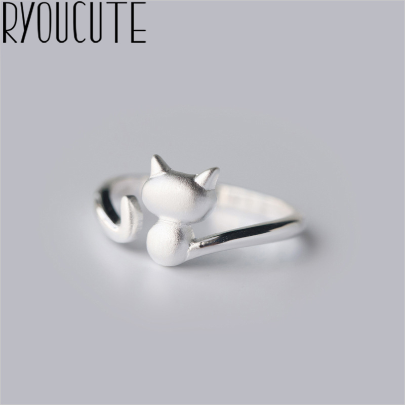 Ryoucute 100% Echte Zilveren Kleur Overdreven Persoonlijkheid Grote Kat Dier Ringen Voor Vrouwen Verklaring Verstelbare Vinger Ring