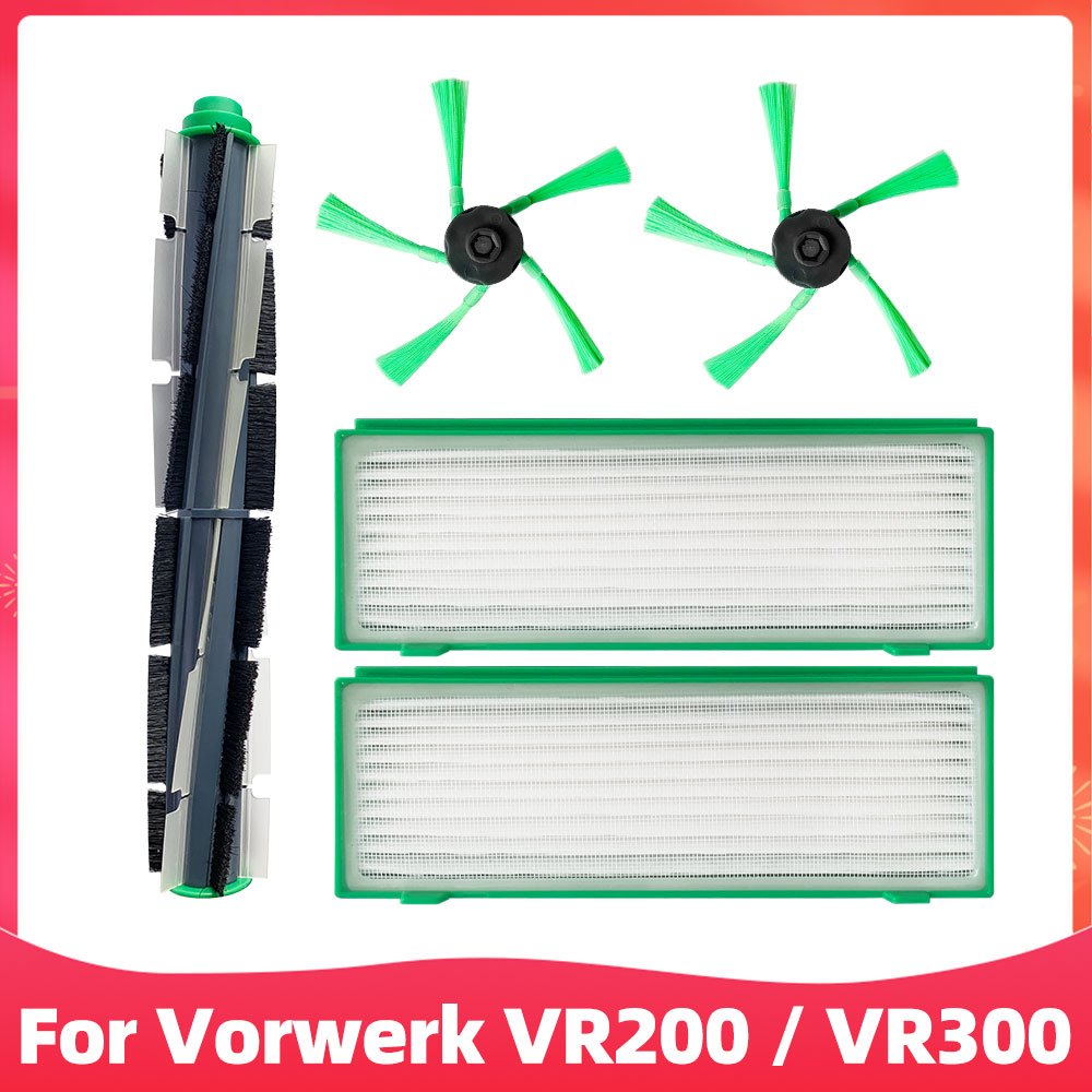 Passend für Höhle Vorwerk VR200 / VR300 Staubsauger: Ersatzteile für sterben Hauptgummiwalzenbürste, seitliche Drehbürsten, HEPA-Filter.: Licht Grau