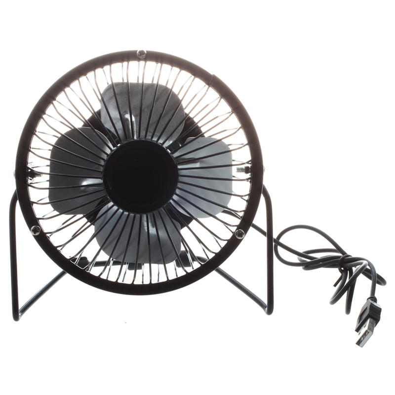 4-Inch 360-Degree Rotating USB Powered Metal Electric Mini Desk Fan For PC /Laptop /Notebook (Black): Default Title