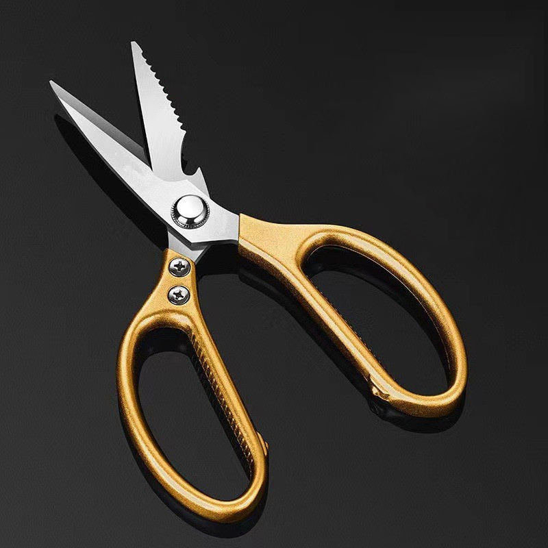 Upgrade Multi-purpose Kitchen Scissors Powerful Chicken Bone Scissors Large Household Food Scissors Stainless Kitchen Knife: Beige