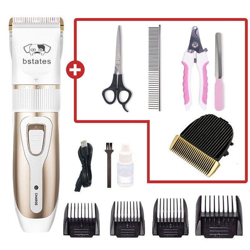 Hondentondeuse, geluidsarme hondentondeuse, hondentrimmer, kattentondeuse, trimmer voor huisdieren, usb-oplaadbaar: Bstates  l08