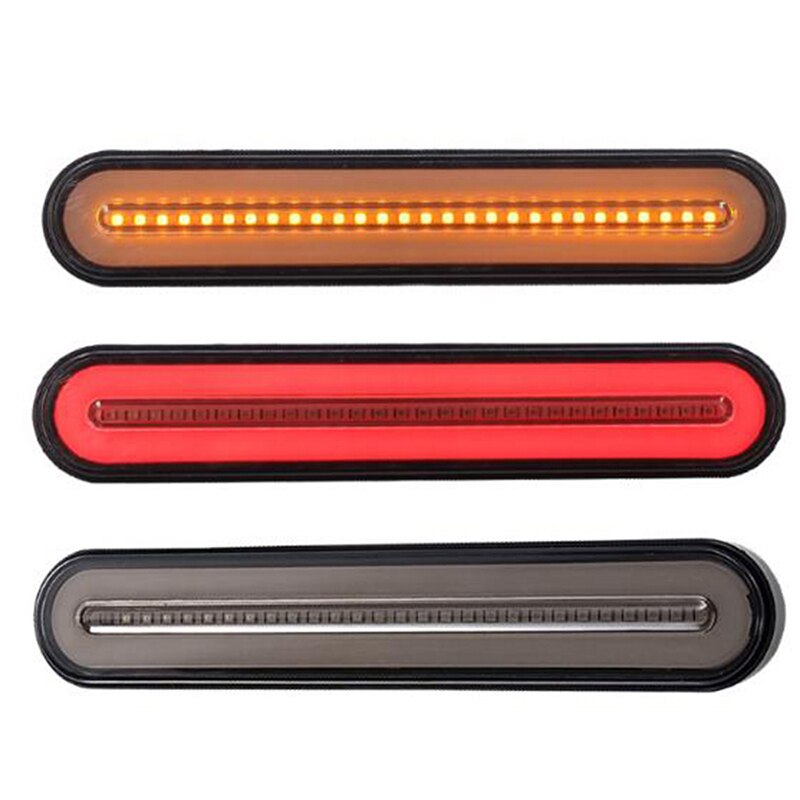 2Pcs Waterproof LED Trailer Truck Brake Light 3 in1 Neon Halo Ring Tail Brake Stop Turn Light Sequential Flowing Signal Light La