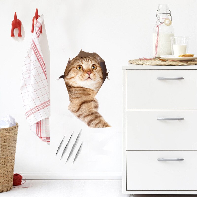 1 stuk achtergrondstickers schattige 3d kattenbehang decoratie badkamer toilet woonkamer huisdecoratie sticker