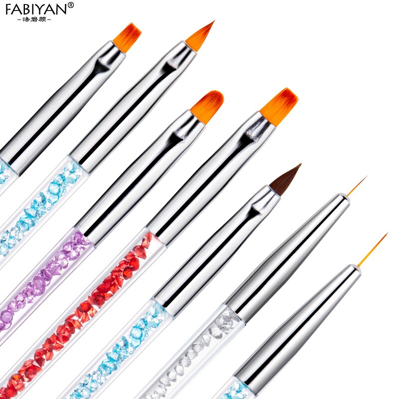 4/7pcs/set Nail Art Brush Painting Drawing Pen Fan Flat Gradient Line Round Acrylic Gel Crystal Tips Manicure Tools