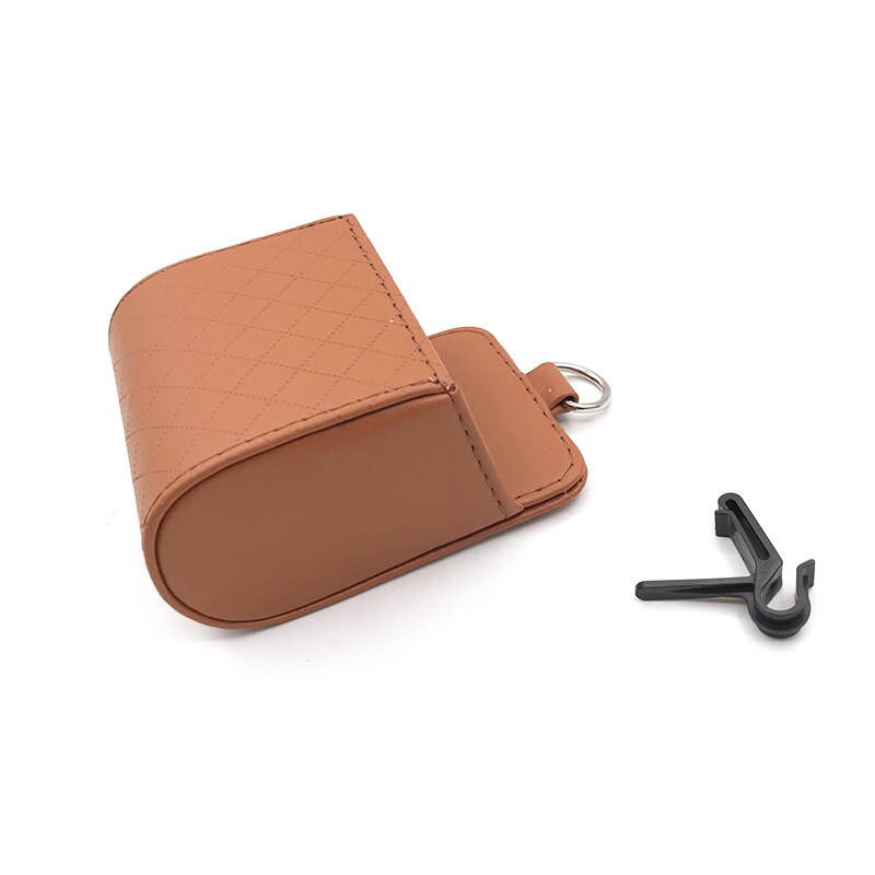 Auto organizer box tas luchtuitlaat dashboard hangend leer universele auto mobiele telefoonhouder in auto interieur accessoires: Bruin