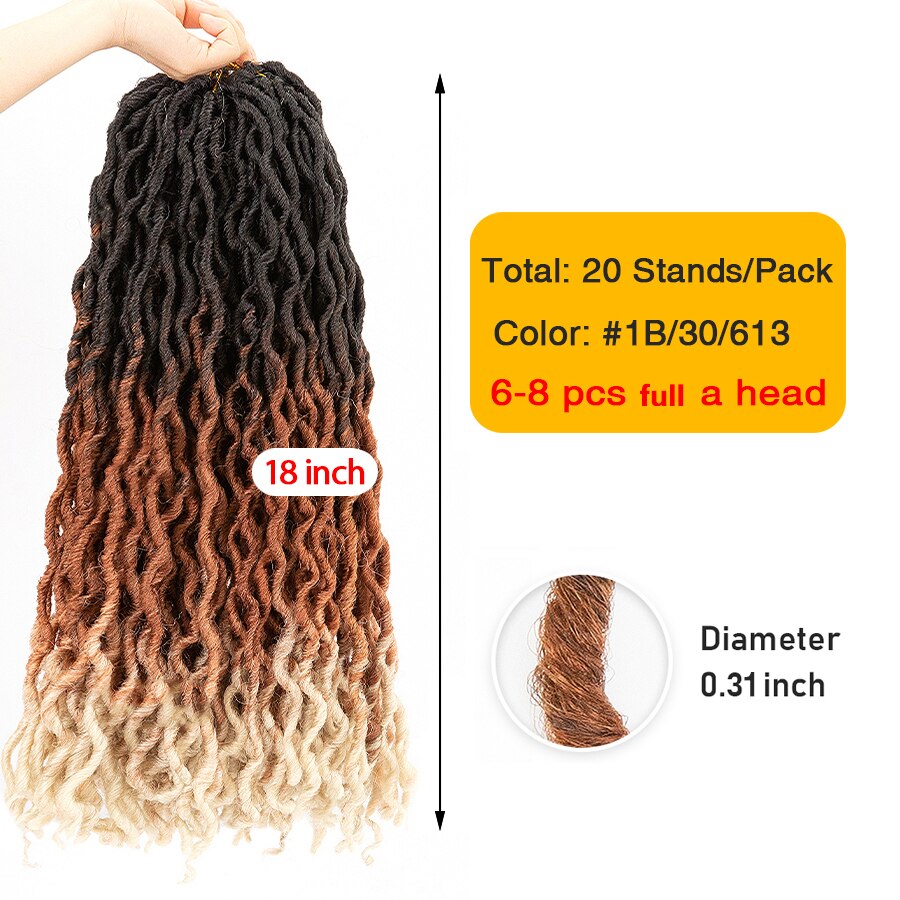 AliLeader 7colors Synthetic Crochet Braids Curly 12/ 18inch Nu Locs Crochet Extensions 20strand Goddess Faux Locs Crochet Hair: P4/27