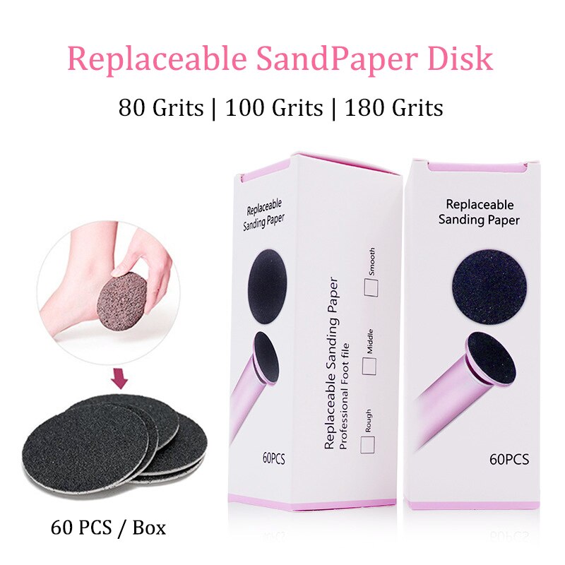 60 Stks/partij Vervanging Schuurpapier Schijf Schuren Papier Accessoire Voor Elektrische Voet Eelt Remover Tool Pedicure Voet Bestand 60 Stuks