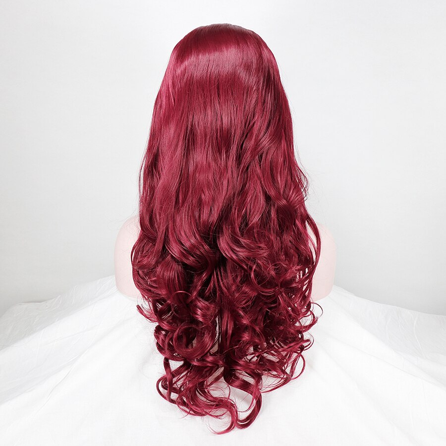 Looking Light Red Wigs For Women Middle Part Lace Front Wig Rosy Red Glueless Synthetic Hair Wigs for Party Daily Wear